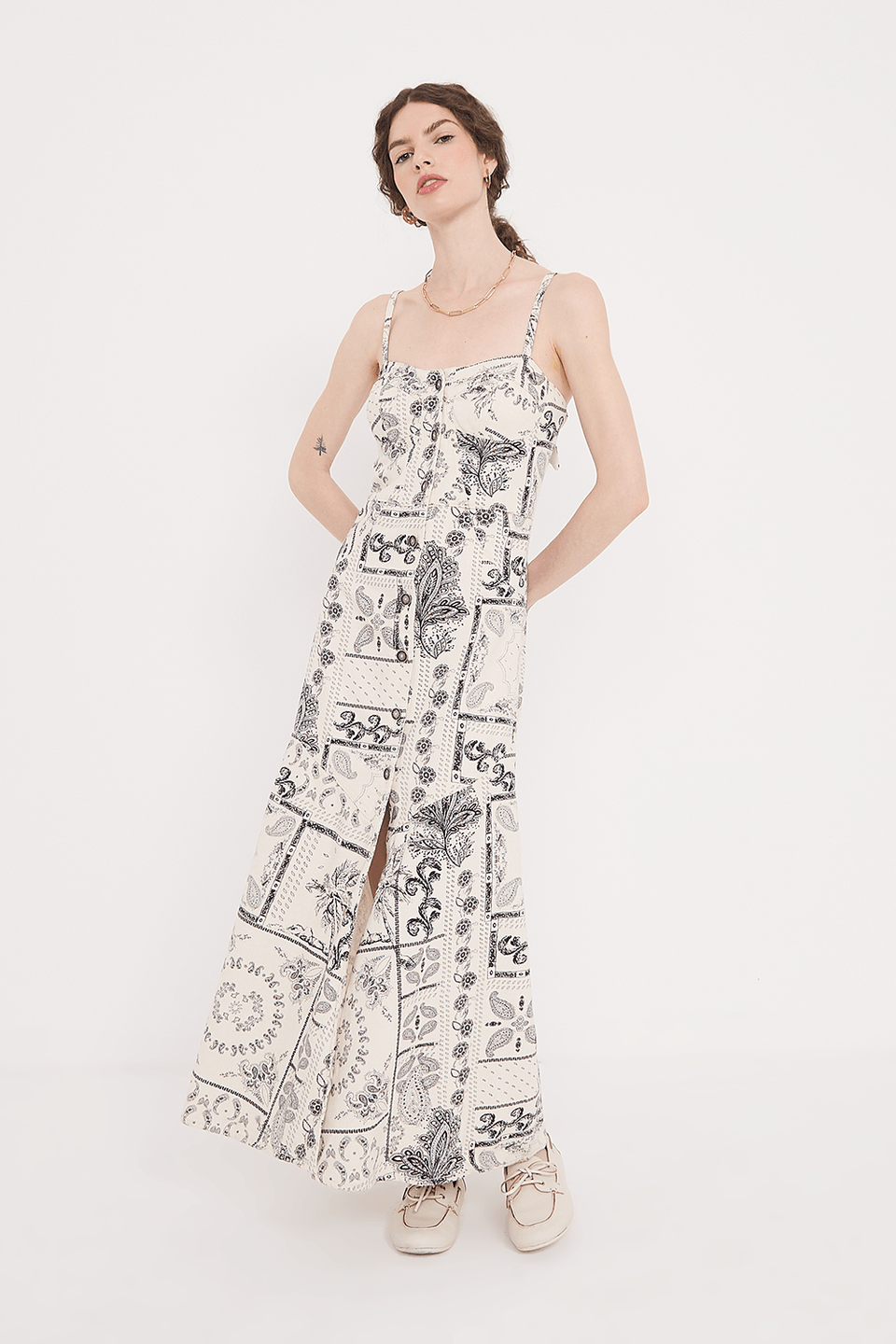 Vestido Sarja Gio Estampa Oriente Xpress