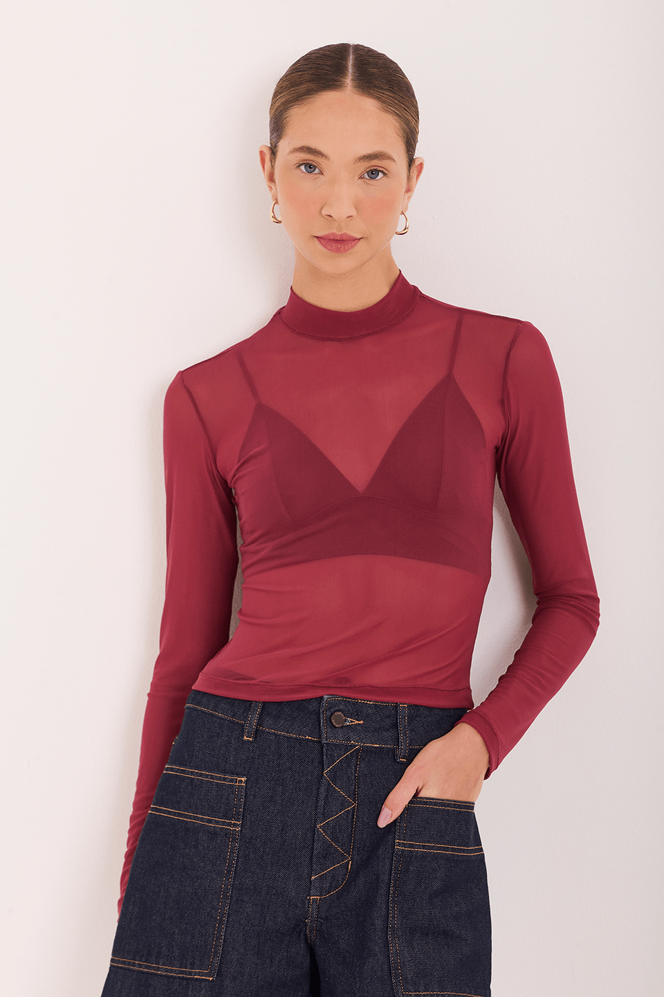 Blusa Manga Longa Tule Nat