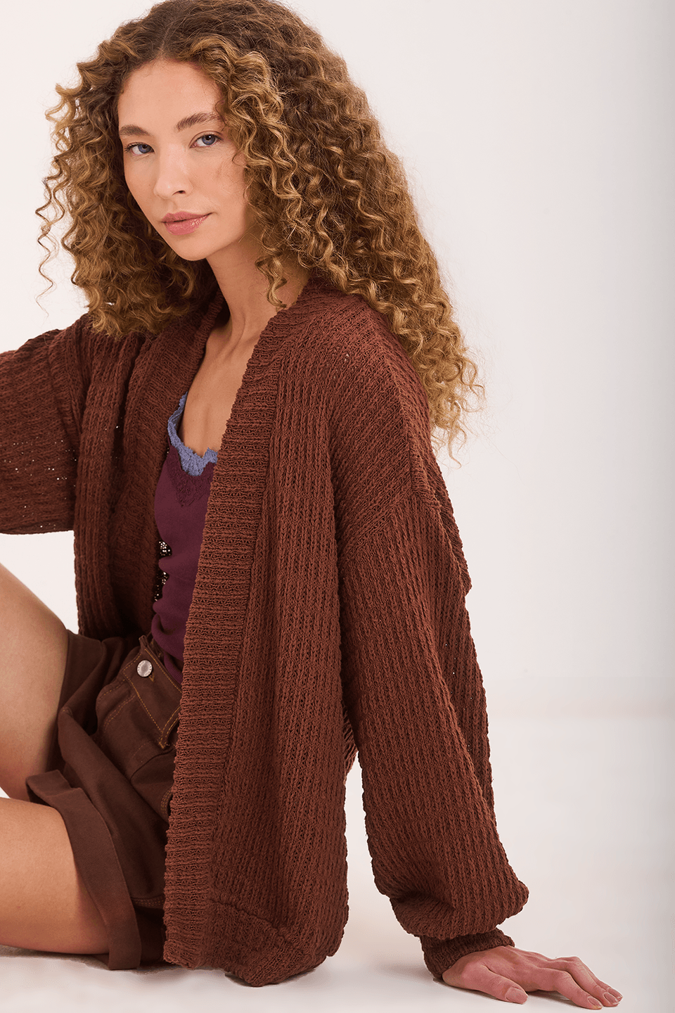 Cardigan Babi Manga Over Malha Tricot