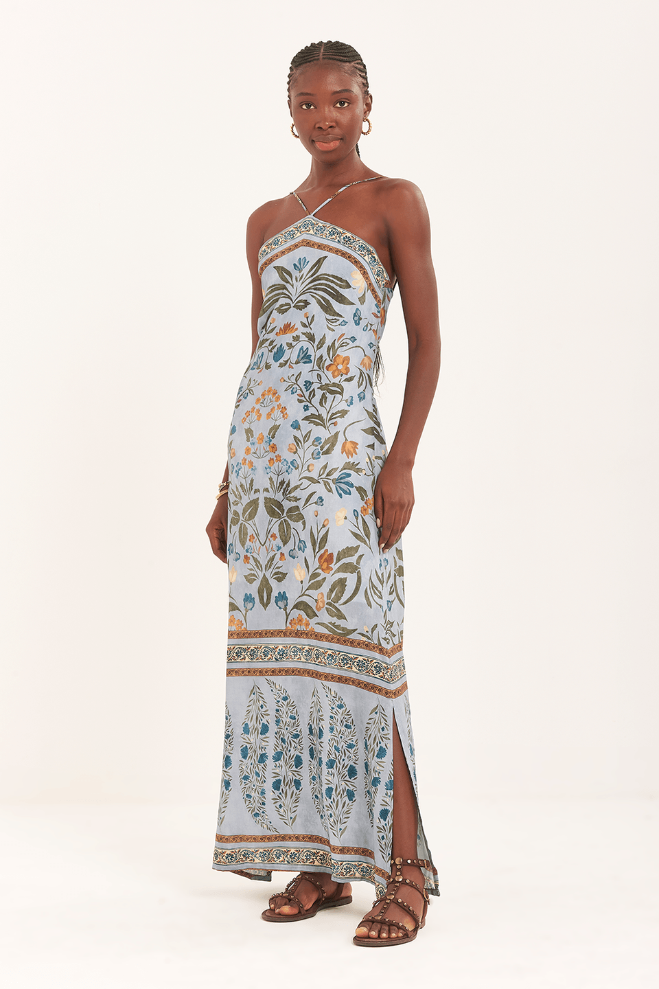 Vestido Vanessa Decote Alto Midi Ii Est. Flor da Lua